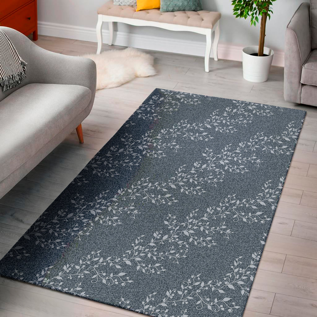 Ivy Flower Denim Jeans Pattern Print Area Rug
