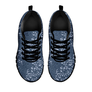 Ivy Flower Denim Jeans Pattern Print Black Sneakers