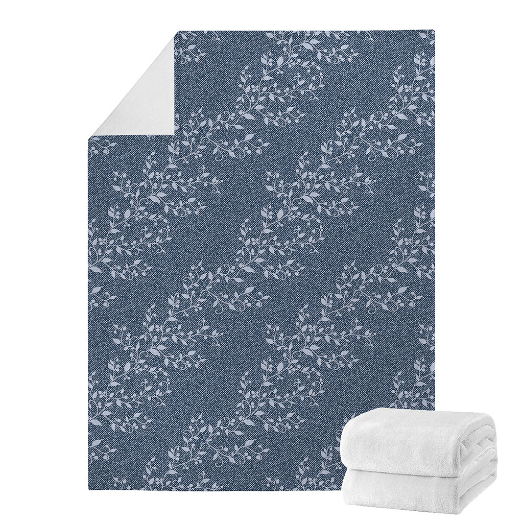 Ivy Flower Denim Jeans Pattern Print Blanket