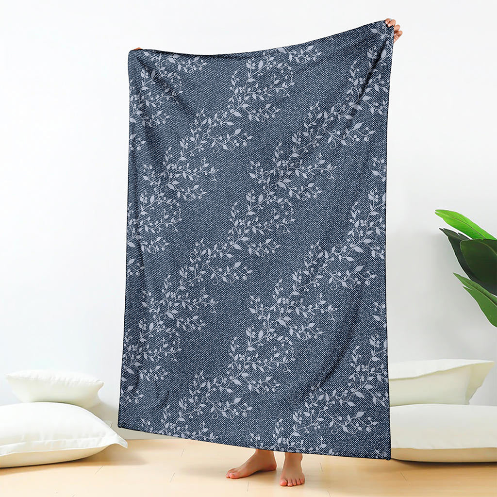 Ivy Flower Denim Jeans Pattern Print Blanket