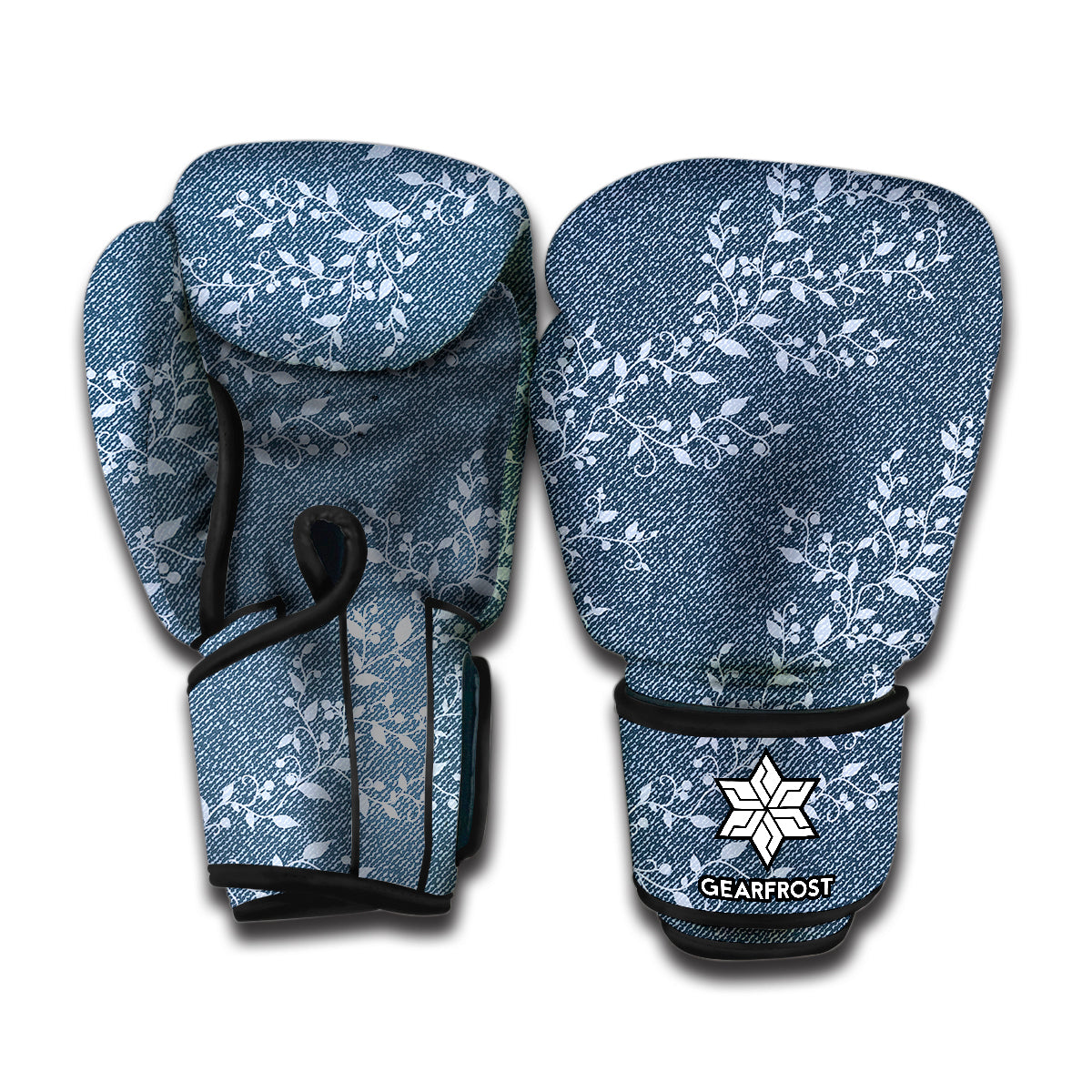 Ivy Flower Denim Jeans Pattern Print Boxing Gloves