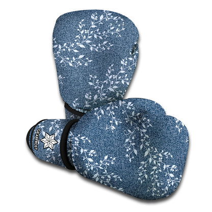 Ivy Flower Denim Jeans Pattern Print Boxing Gloves