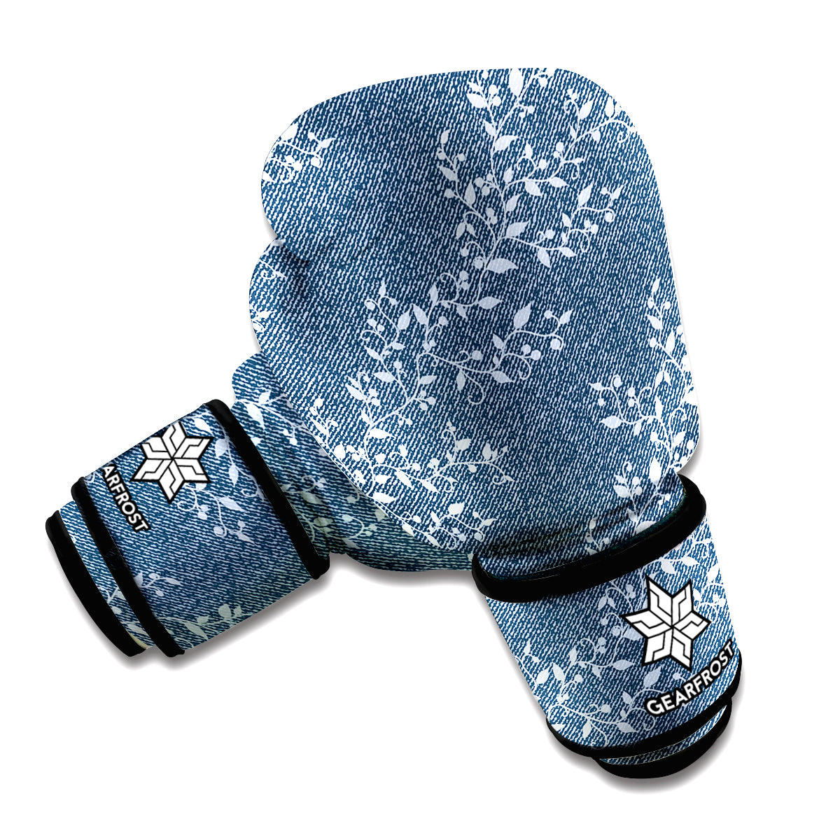 Ivy Flower Denim Jeans Pattern Print Boxing Gloves