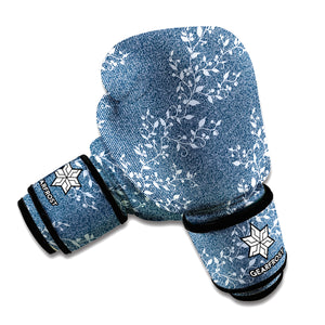 Ivy Flower Denim Jeans Pattern Print Boxing Gloves