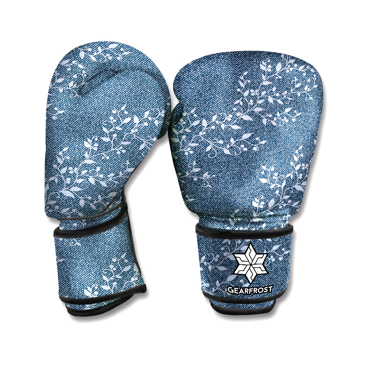 Ivy Flower Denim Jeans Pattern Print Boxing Gloves