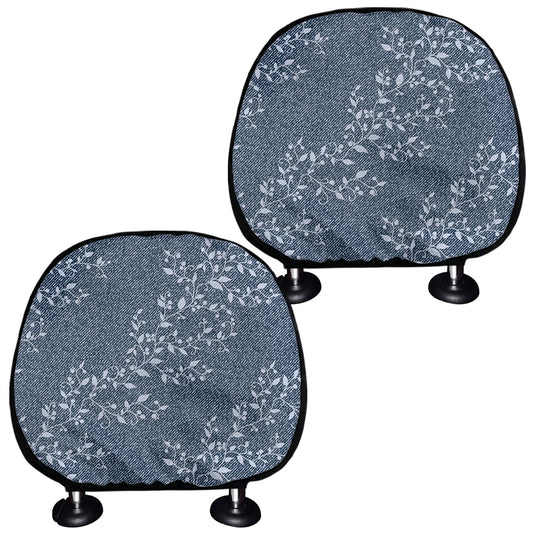 Ivy Flower Denim Jeans Pattern Print Car Headrest Covers