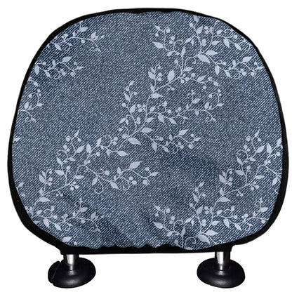 Ivy Flower Denim Jeans Pattern Print Car Headrest Covers