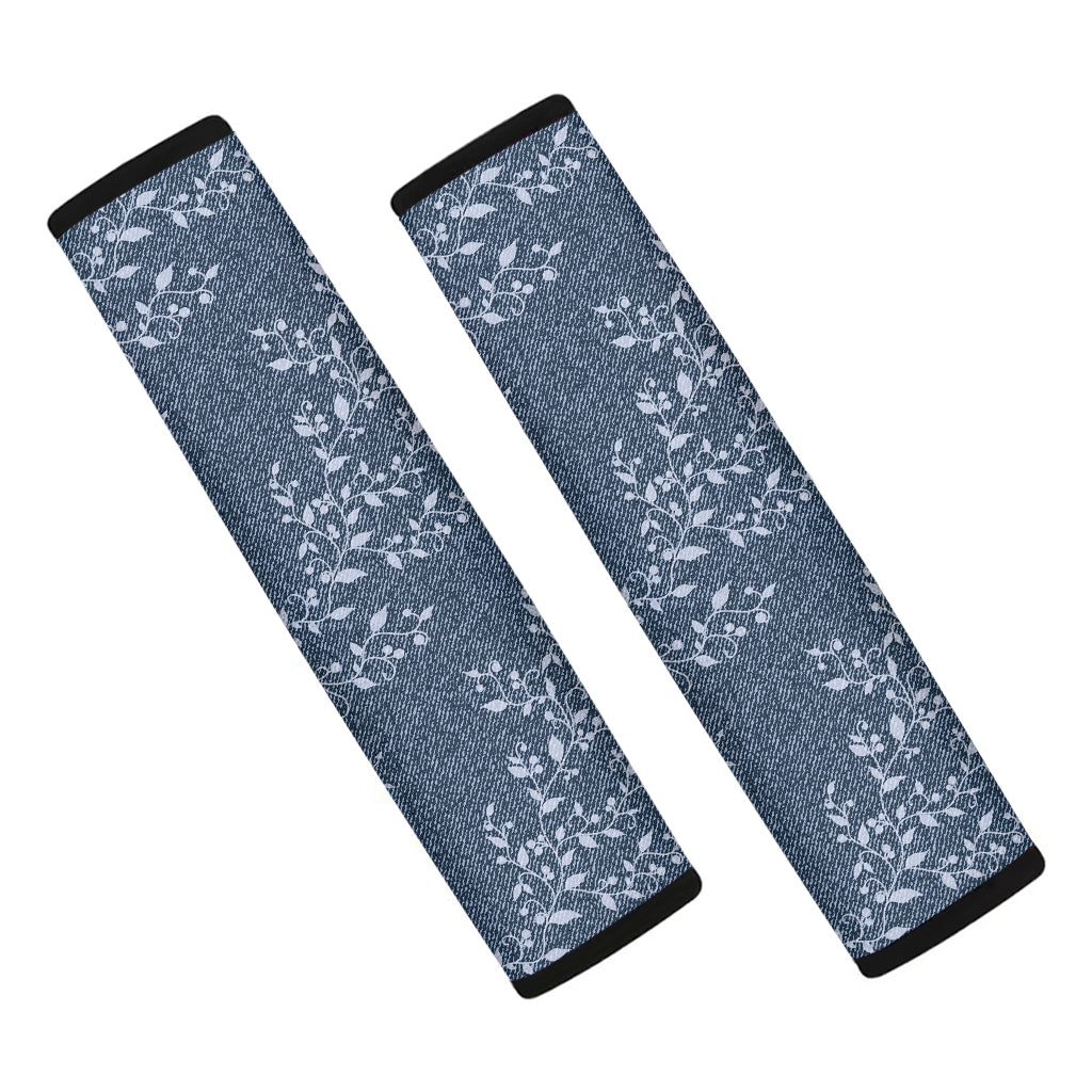 Ivy Flower Denim Jeans Pattern Print Car Seat Belt Covers