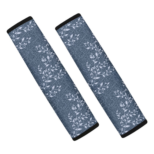Ivy Flower Denim Jeans Pattern Print Car Seat Belt Covers