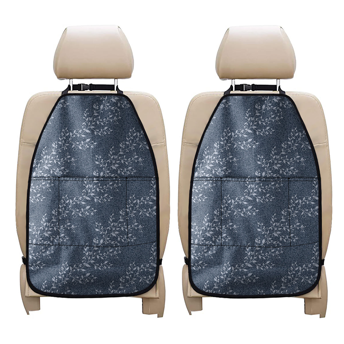Ivy Flower Denim Jeans Pattern Print Car Seat Organizers
