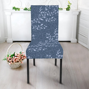 Ivy Flower Denim Jeans Pattern Print Dining Chair Slipcover