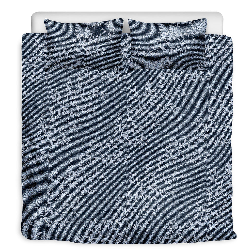 Ivy Flower Denim Jeans Pattern Print Duvet Cover Bedding Set