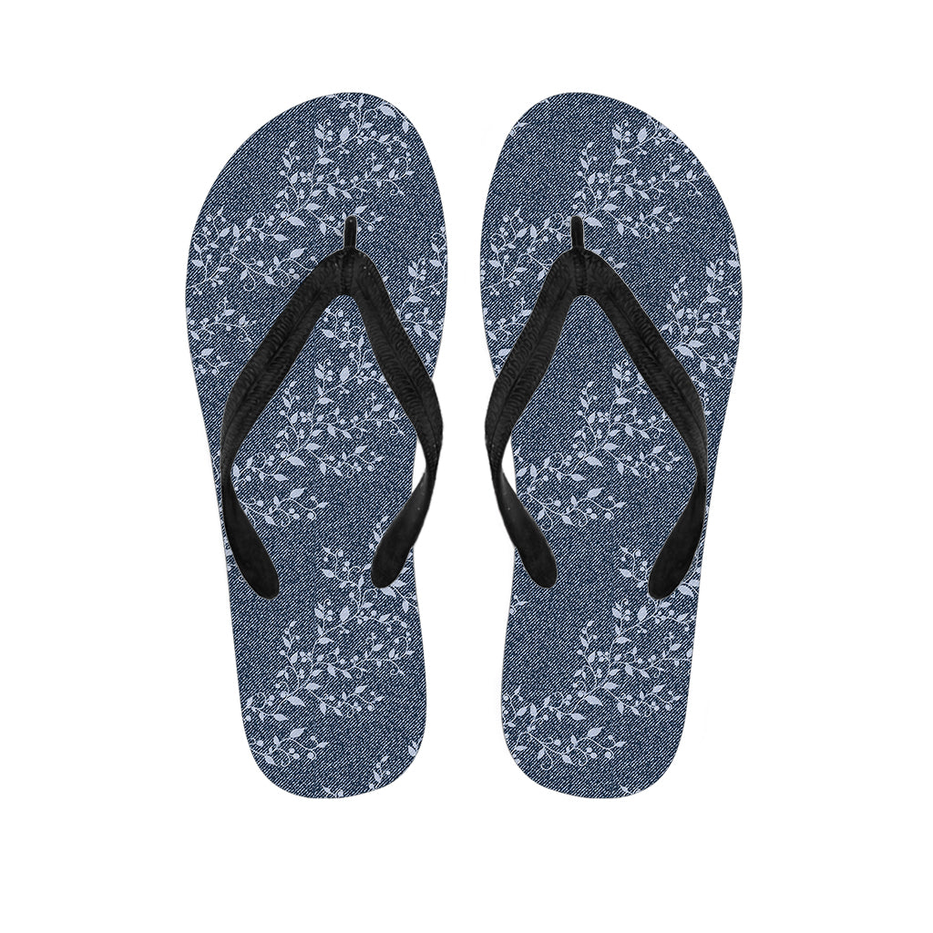 Ivy Flower Denim Jeans Pattern Print Flip Flops
