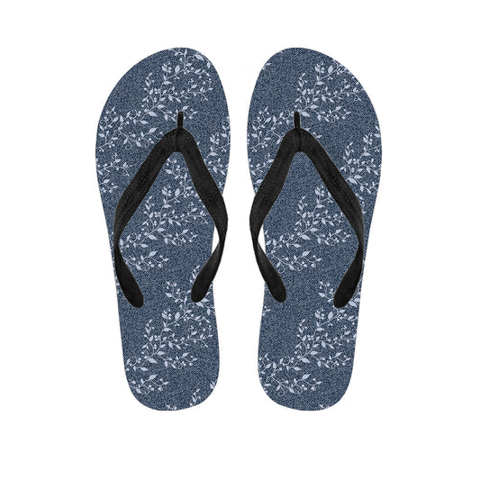Ivy Flower Denim Jeans Pattern Print Flip Flops