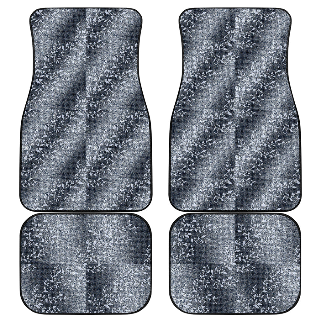 Ivy Flower Denim Jeans Pattern Print Front and Back Car Floor Mats