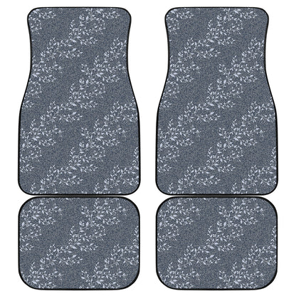 Ivy Flower Denim Jeans Pattern Print Front and Back Car Floor Mats