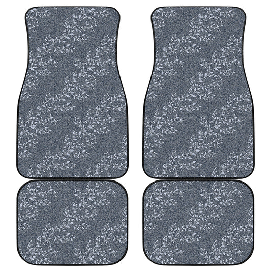 Ivy Flower Denim Jeans Pattern Print Front and Back Car Floor Mats