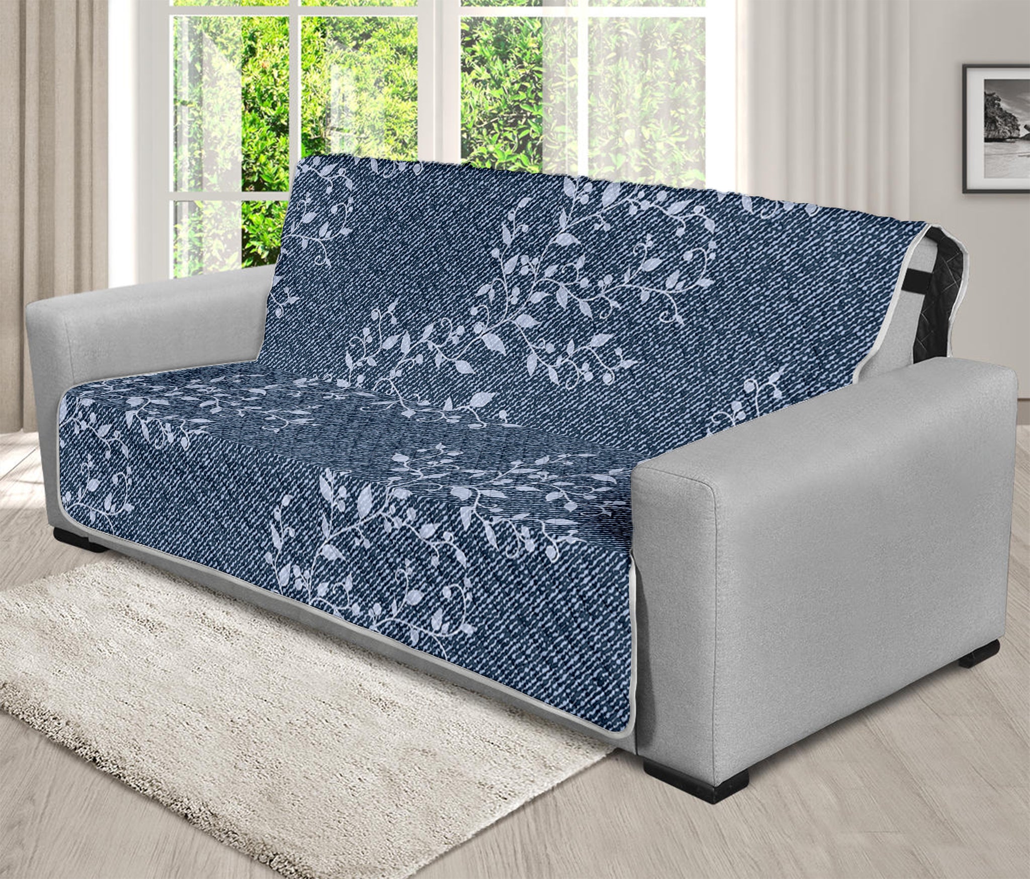 Ivy Flower Denim Jeans Pattern Print Futon Protector