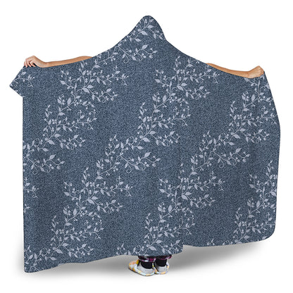 Ivy Flower Denim Jeans Pattern Print Hooded Blanket