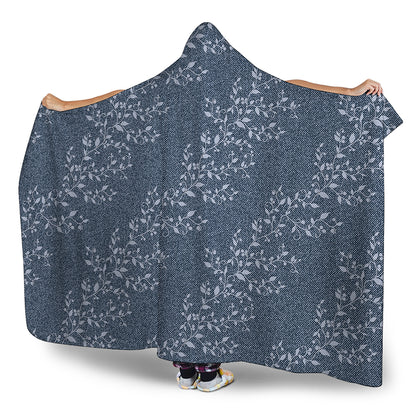 Ivy Flower Denim Jeans Pattern Print Hooded Blanket