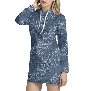 Ivy Flower Denim Jeans Pattern Print Hoodie Dress