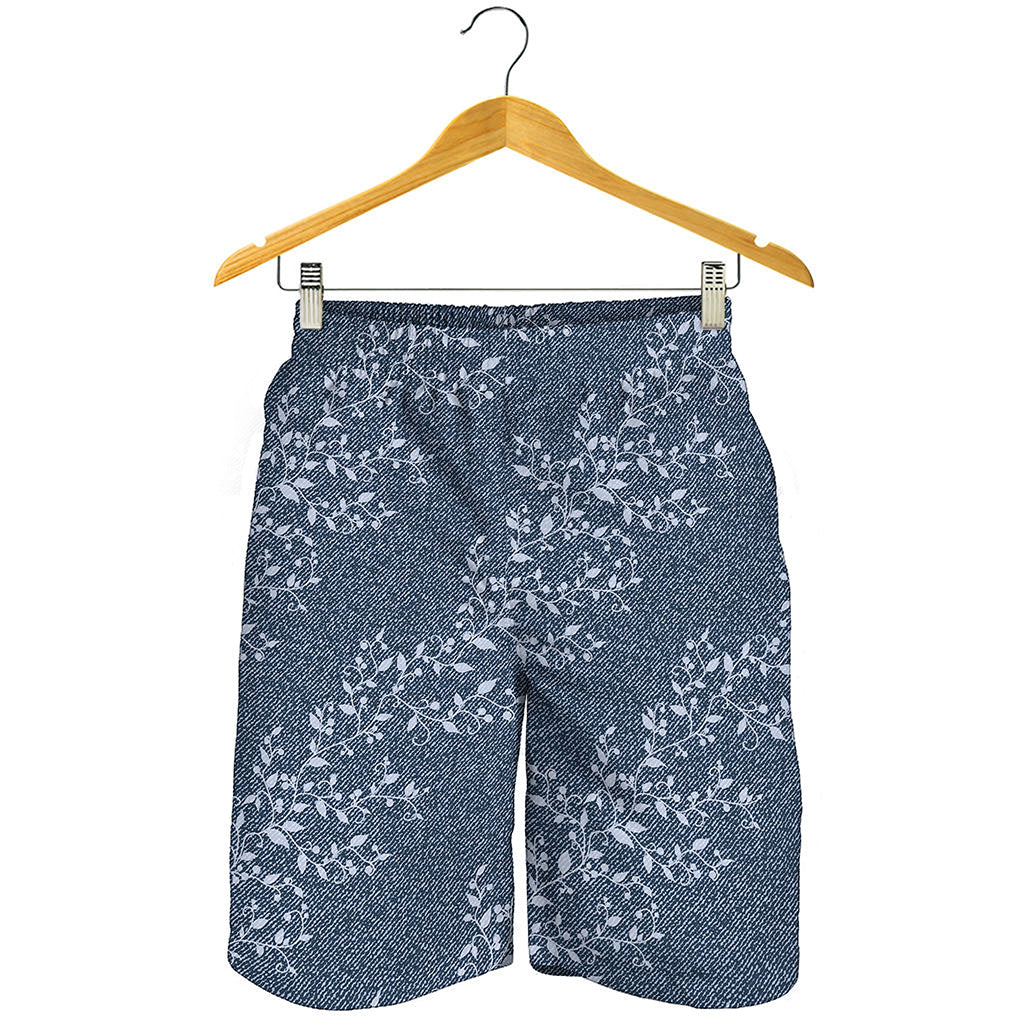 Ivy Flower Denim Jeans Pattern Print Men's Shorts