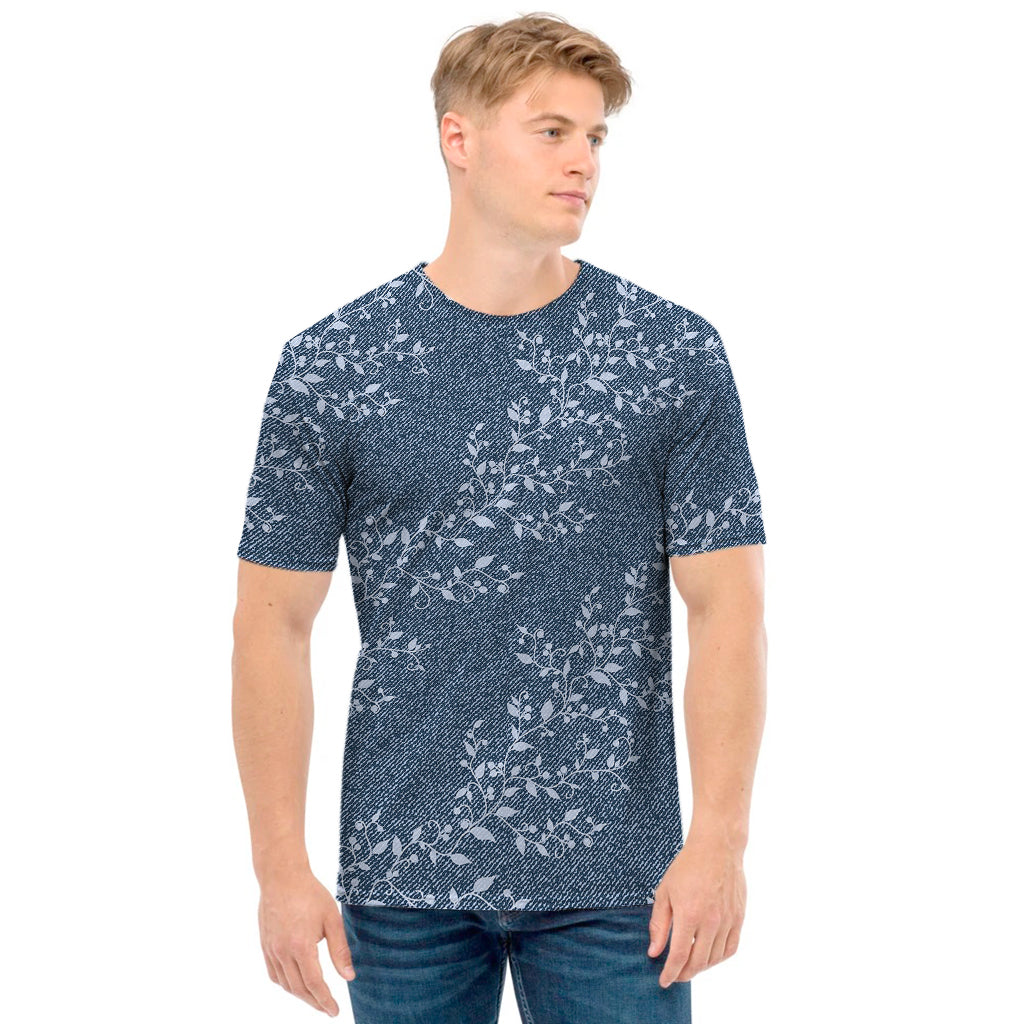 Ivy Flower Denim Jeans Pattern Print Men's T-Shirt