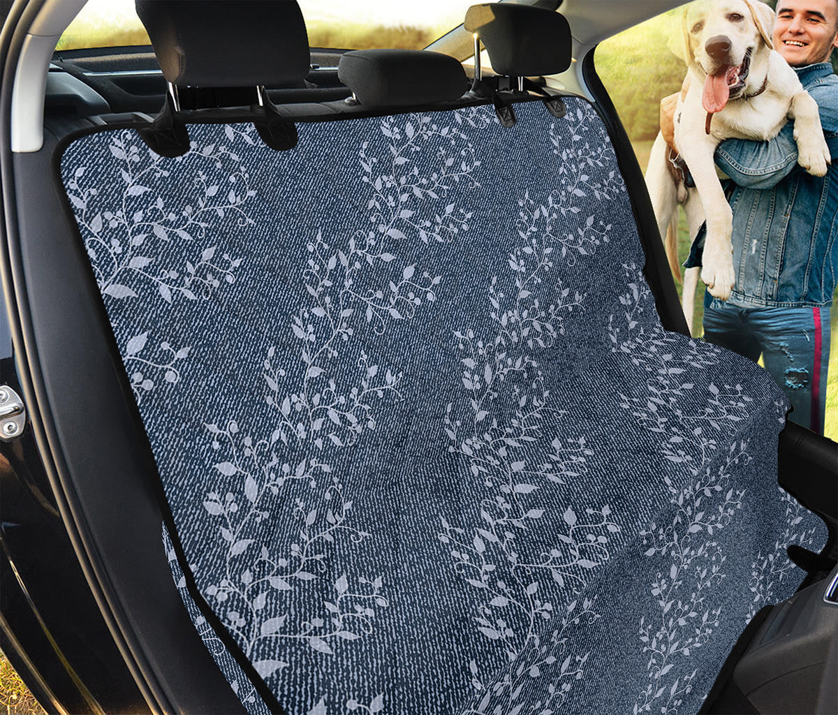 Ivy Flower Denim Jeans Pattern Print Pet Car Back Seat Cover