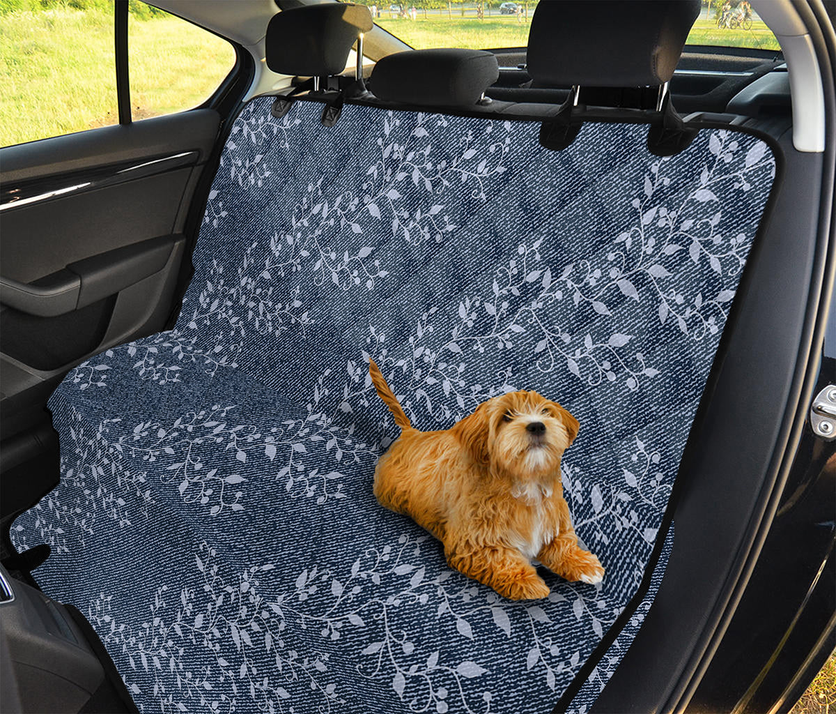 Ivy Flower Denim Jeans Pattern Print Pet Car Back Seat Cover