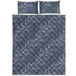 Ivy Flower Denim Jeans Pattern Print Quilt Bed Set