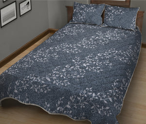 Ivy Flower Denim Jeans Pattern Print Quilt Bed Set