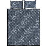 Ivy Flower Denim Jeans Pattern Print Quilt Bed Set