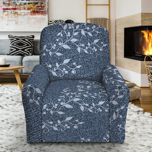 Ivy Flower Denim Jeans Pattern Print Recliner Slipcover