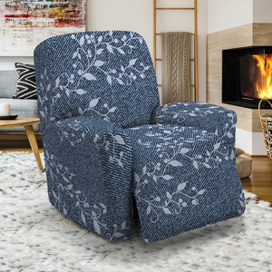 Ivy Flower Denim Jeans Pattern Print Recliner Slipcover