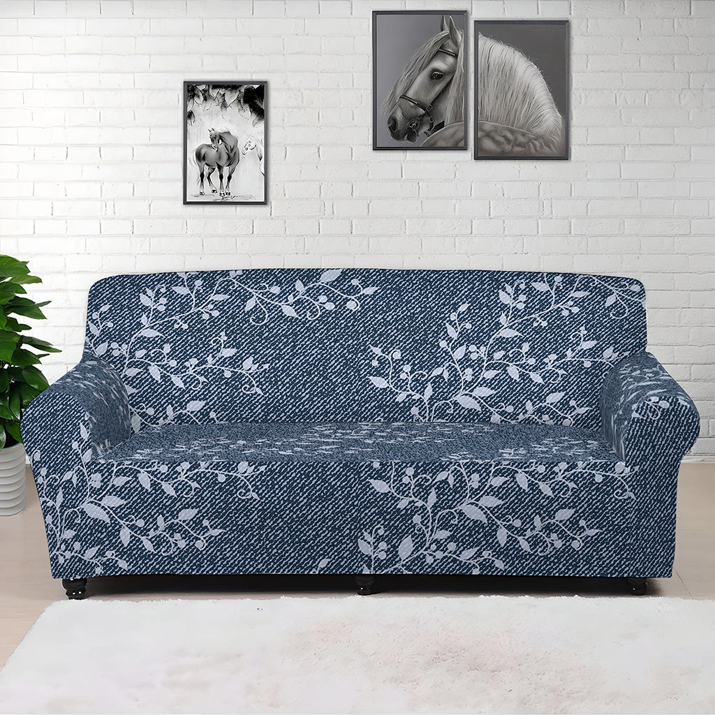 Ivy Flower Denim Jeans Pattern Print Sofa Cover