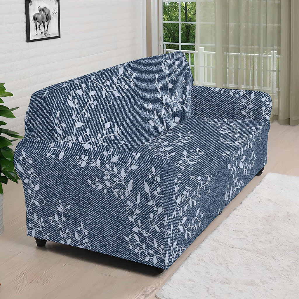 Ivy Flower Denim Jeans Pattern Print Sofa Cover