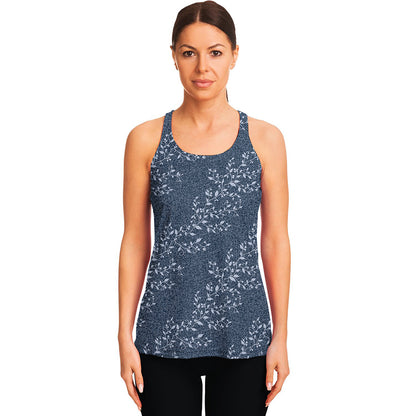 Ivy Flower Denim Jeans Pattern Print Women's Racerback Tank Top
