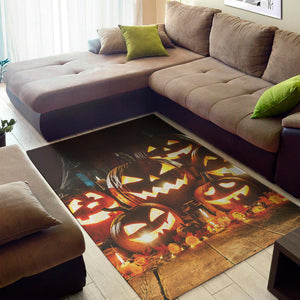 Jack-O'-Lantern Halloween Pumpkin Print Area Rug