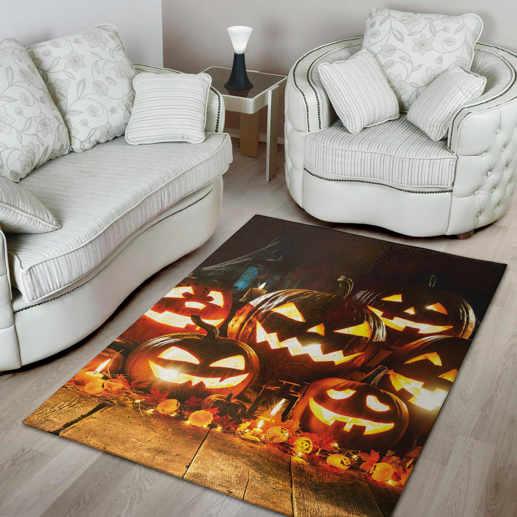 Jack-O'-Lantern Halloween Pumpkin Print Area Rug