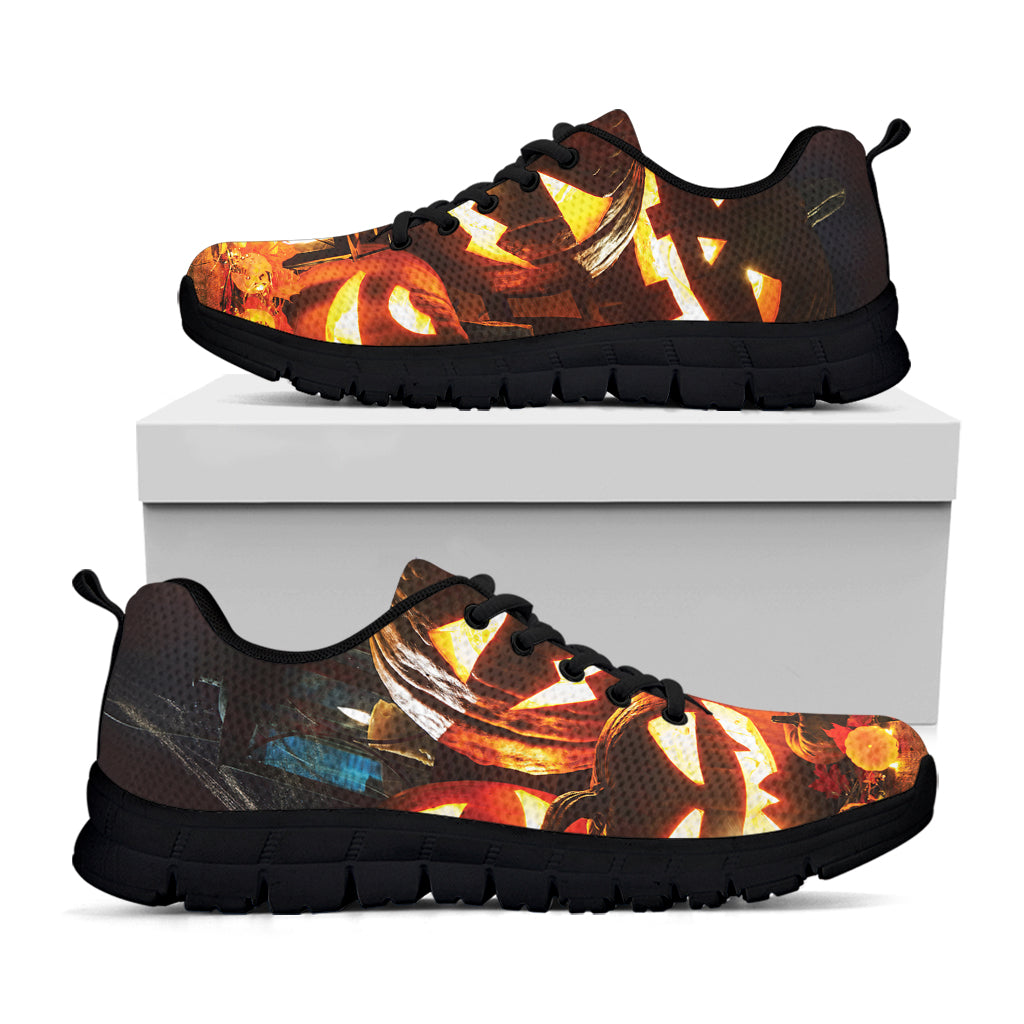 Jack-O'-Lantern Halloween Pumpkin Print Black Running Shoes