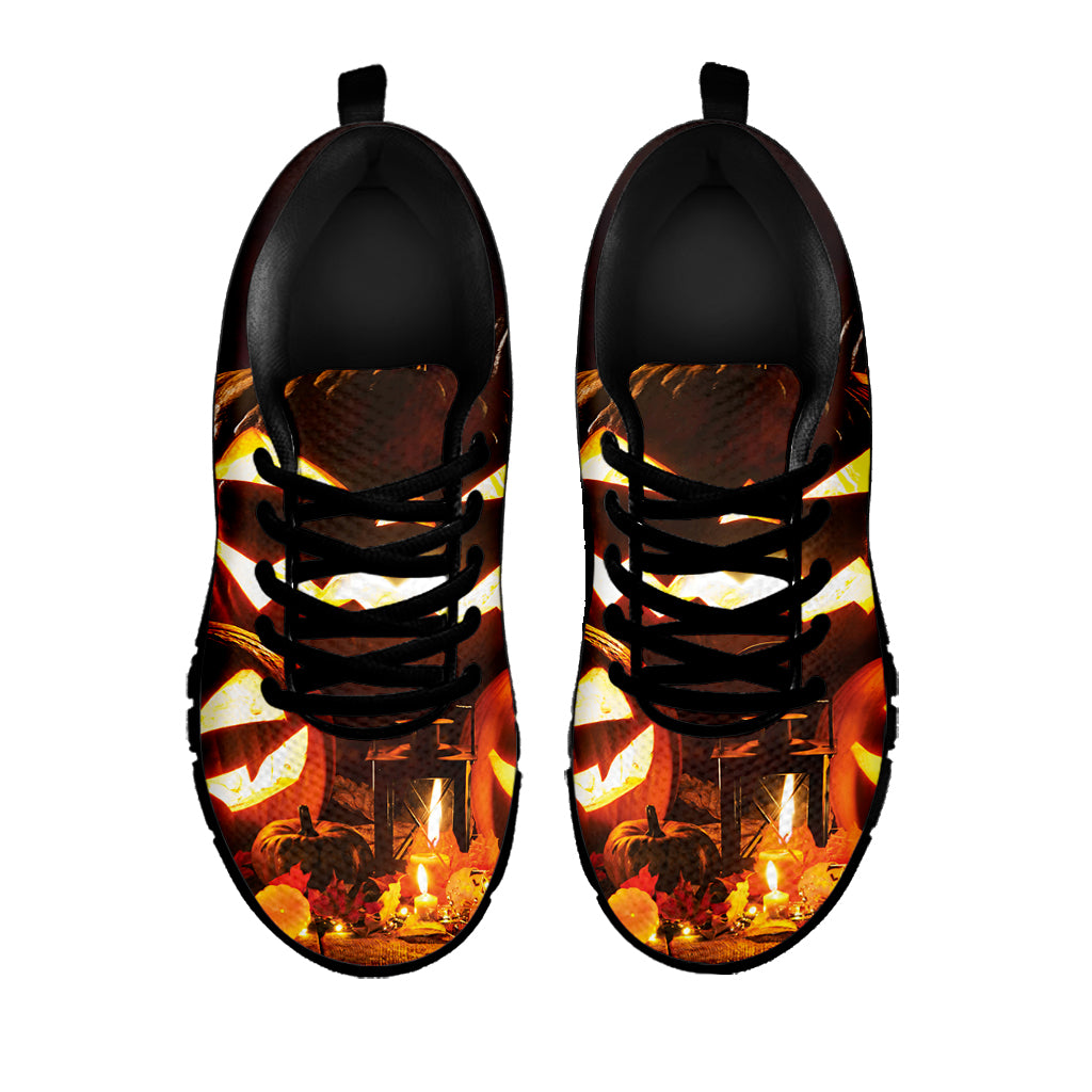 Jack-O'-Lantern Halloween Pumpkin Print Black Running Shoes