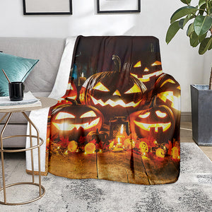 Jack-O'-Lantern Halloween Pumpkin Print Blanket