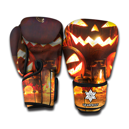 Jack-O'-Lantern Halloween Pumpkin Print Boxing Gloves