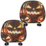 Jack-O'-Lantern Halloween Pumpkin Print Car Headrest Covers