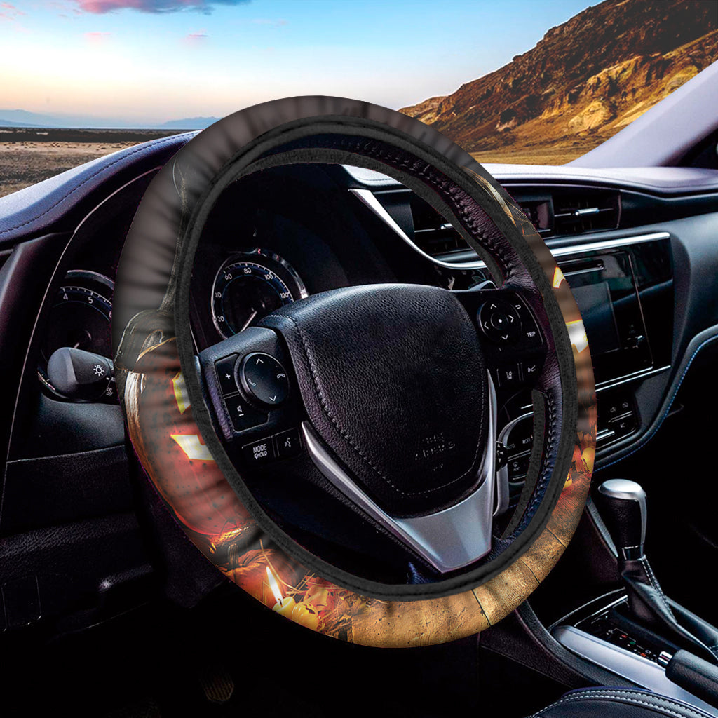 Jack-O'-Lantern Halloween Pumpkin Print Car Steering Wheel Cover