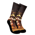 Jack-O'-Lantern Halloween Pumpkin Print Crew Socks