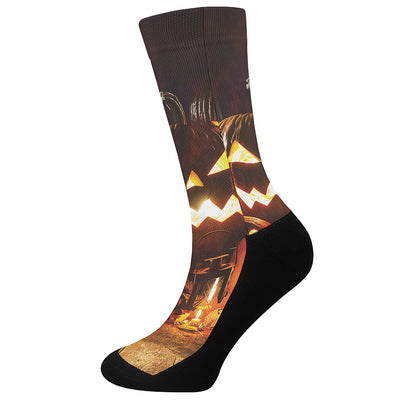 Jack-O'-Lantern Halloween Pumpkin Print Crew Socks