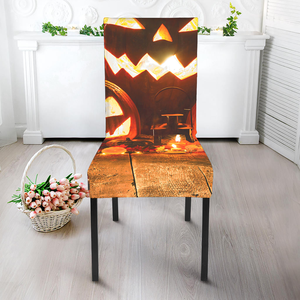 Jack-O'-Lantern Halloween Pumpkin Print Dining Chair Slipcover