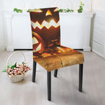 Jack-O'-Lantern Halloween Pumpkin Print Dining Chair Slipcover