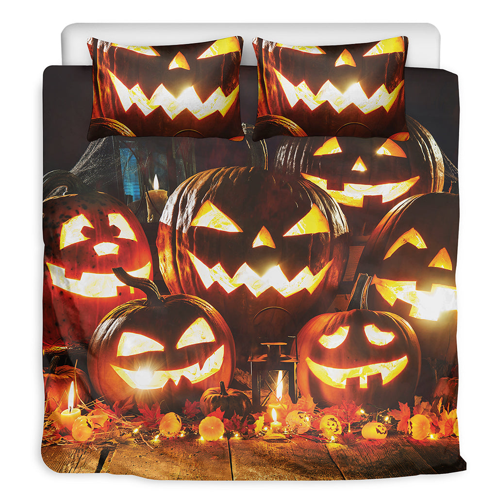 Jack-O'-Lantern Halloween Pumpkin Print Duvet Cover Bedding Set